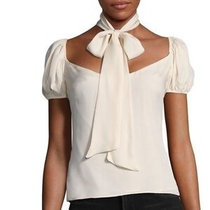 LPA Women's Bow Tie Silk Top Size Small